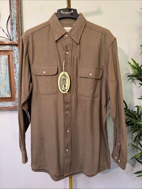Backpacker cotton olive green flannel Men's Casual Button-Down Shirt NWT L
